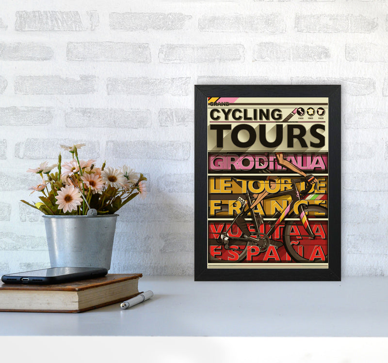 Grand Tours Cycling Print by Wyatt9 A4 White Frame