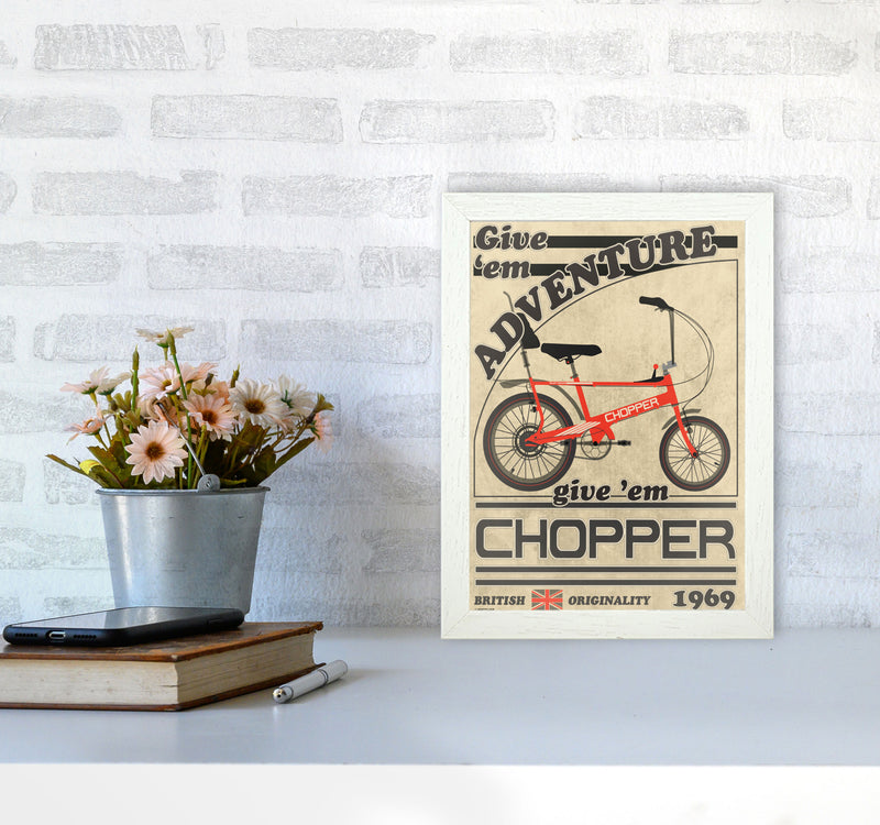Chopper Vintage Cycling Print by Wyatt9 A4 Oak Frame