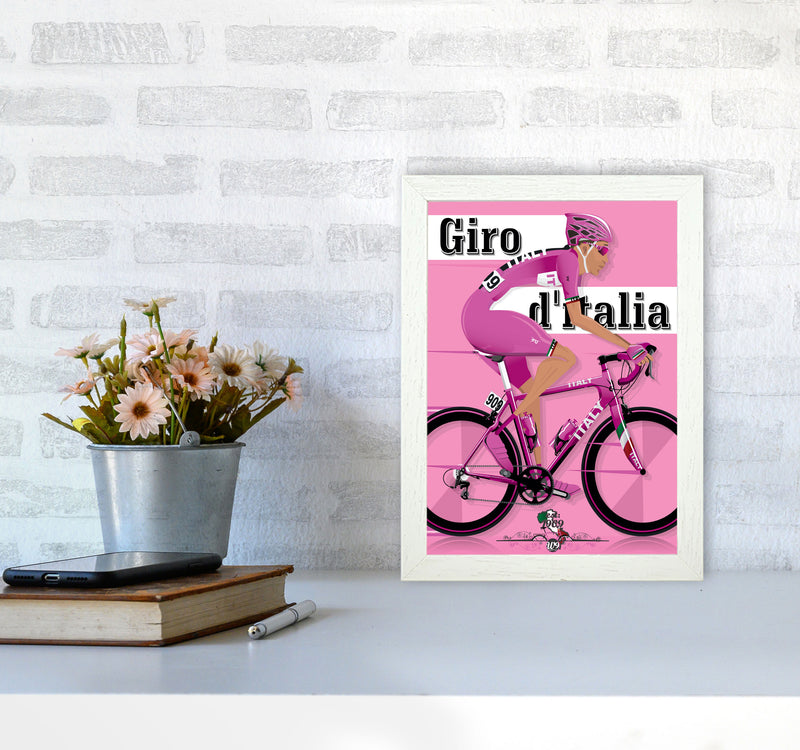 Modern Giro Cycling Print by Wyatt9 A4 Oak Frame