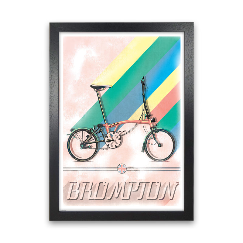 Brompton Vintage Cycling Print by Wyatt9 Black Grain