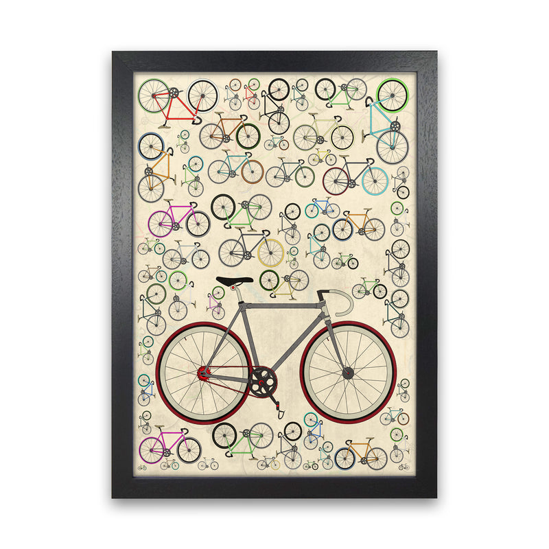 Fixie Cycling Art Print by Wyatt9 Black Grain