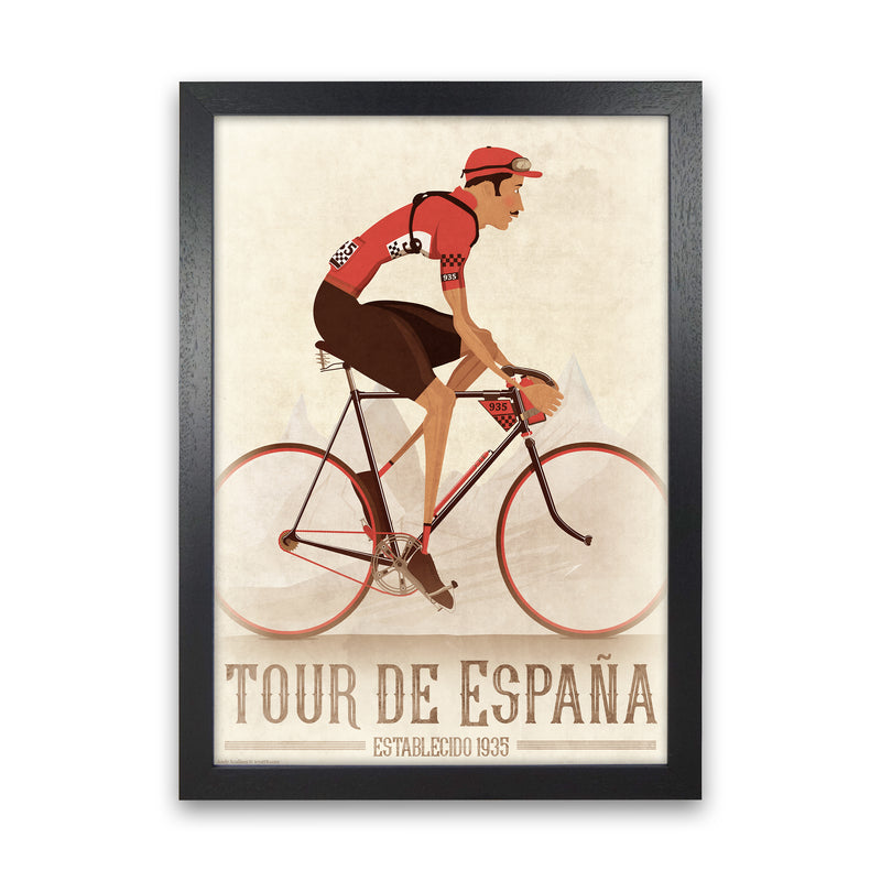 Spanish Tours Cycling Print by Wyatt9 Black Grain