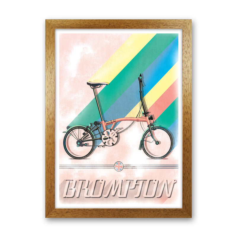 Brompton Vintage Cycling Print by Wyatt9 Oak Grain