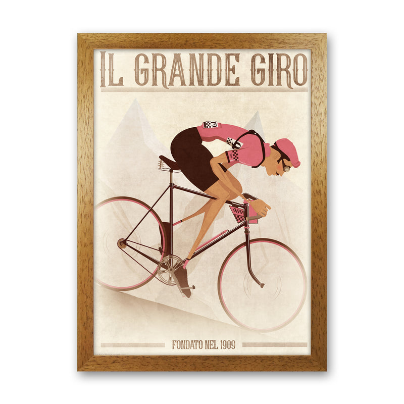 PinkRetro Cycling Print by Wyatt9 Oak Grain