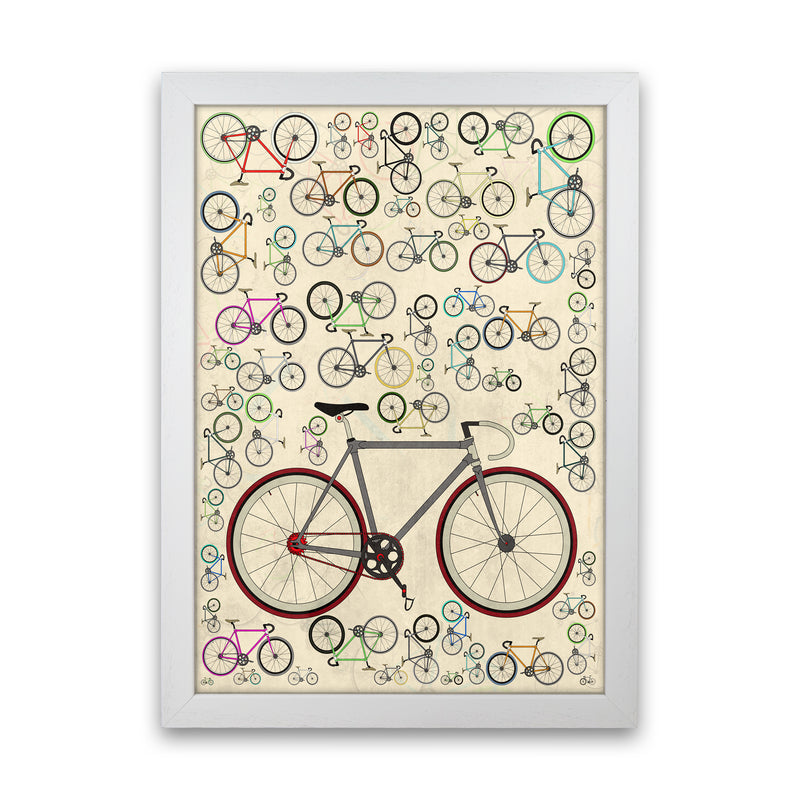 Fixie Cycling Art Print by Wyatt9 White Grain