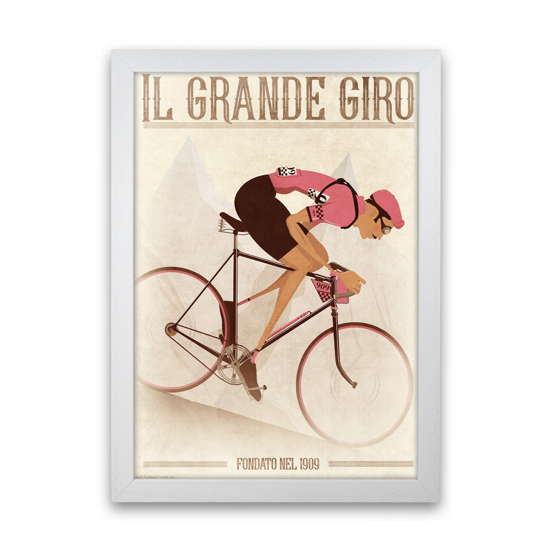 PinkRetro Cycling Print by Wyatt9 White Grain