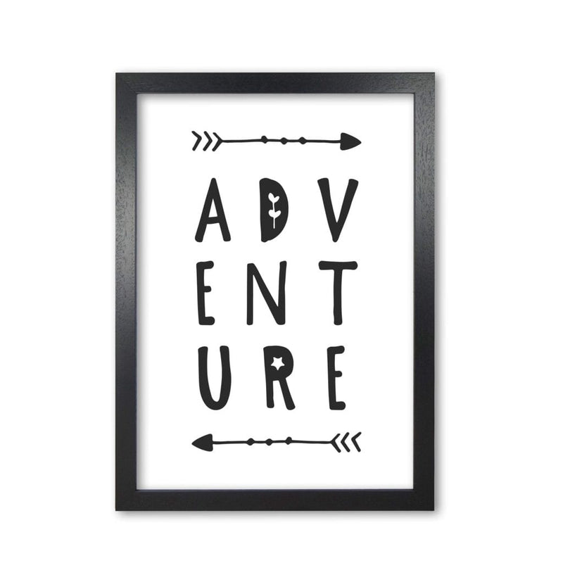 Adventure black modern fine art print, framed typography wall art
