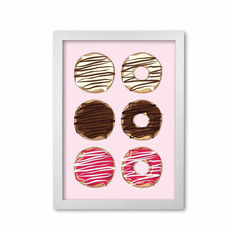 Donuts pink modern fine art print, framed kitchen wall art