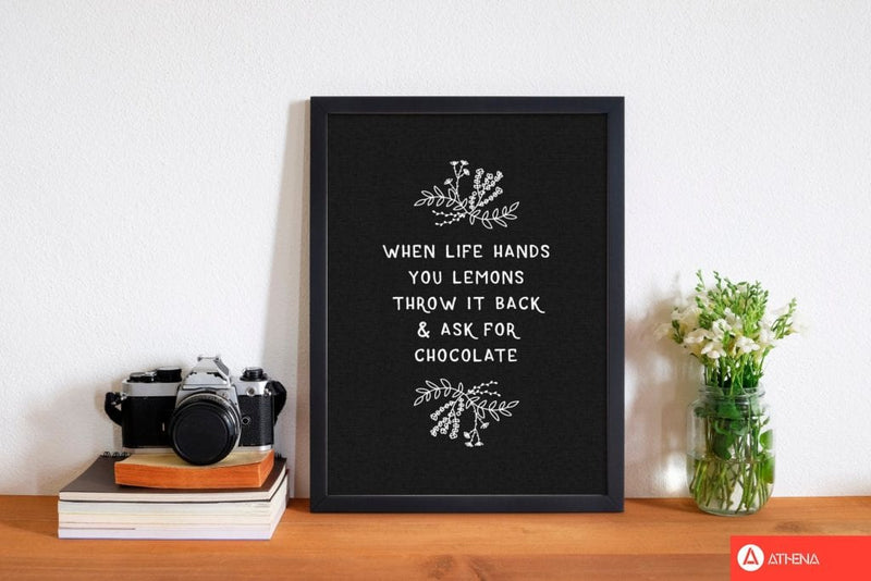 When life hands you lemons funny quote fine art print by orara studio, framed kitchen wall art