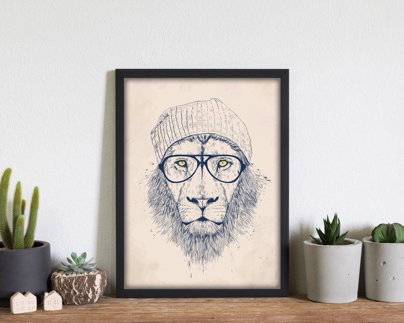 Cool Hipster Lion Animal Art Print by Balaz Solti