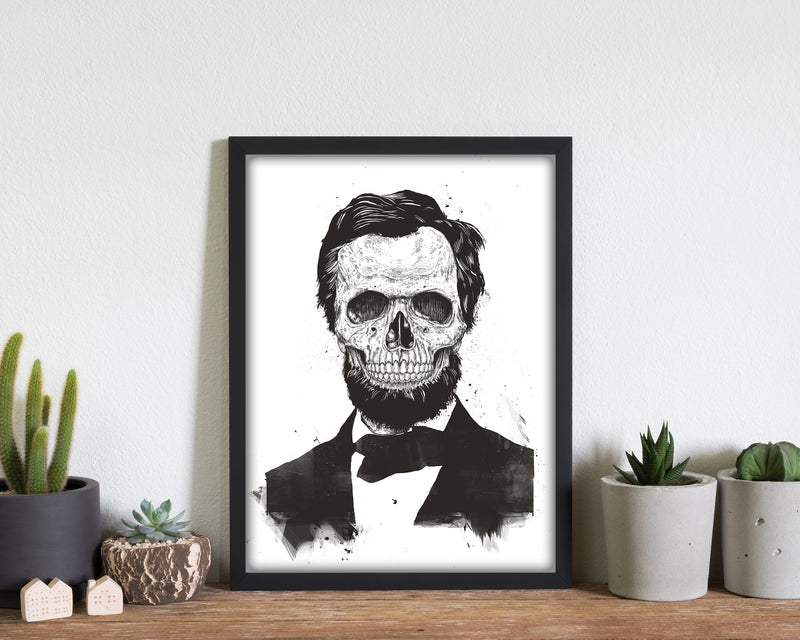Dead Lincoln Skull B&W Modern Art Print by Balaz Solti