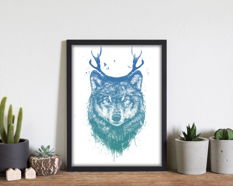 Deer Wolf Animal Art Print by Balaz Solti