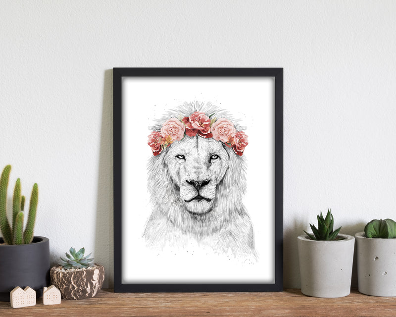 Festival Floral Lion Animal Art Print by Balaz Solti