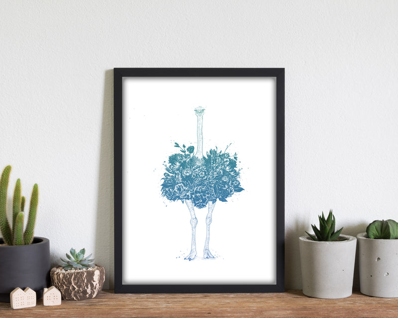 Floral Ostrich Teal Animal Art Print by Balaz Solti