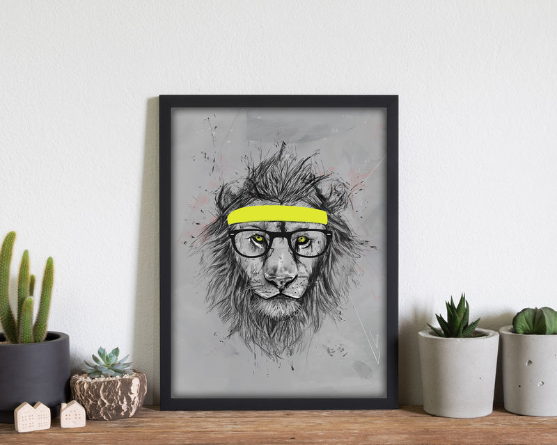 Hipster Lion Animal Art Print by Balaz Solti