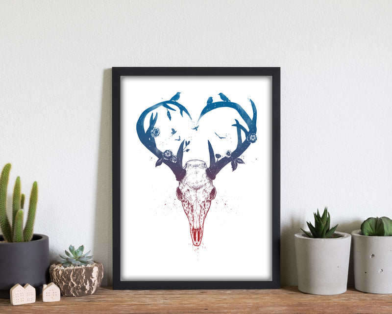 Never-ending Love Deer Skull Animal Art Print by Balaz Solti