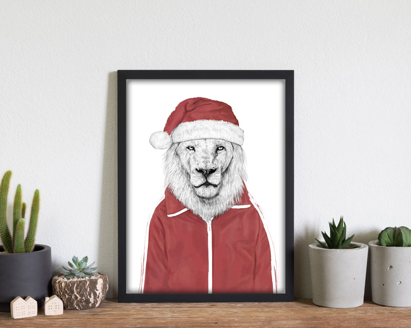 Santa Lion Animal Art Print by Balaz Solti