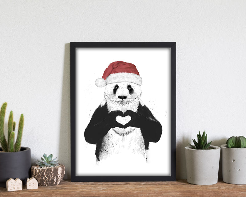 Santa Panda Animal Art Print by Balaz Solti
