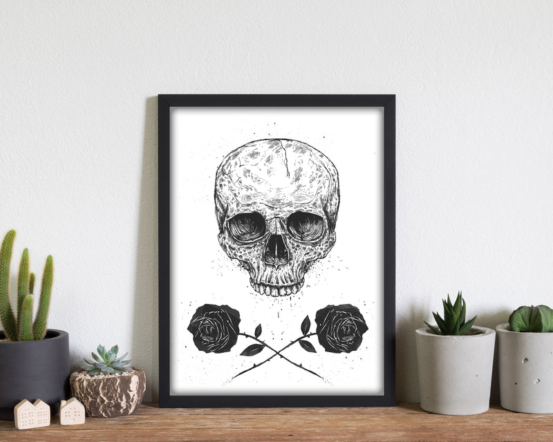 Skull And Roses Gothic Art Print by Balaz Solti