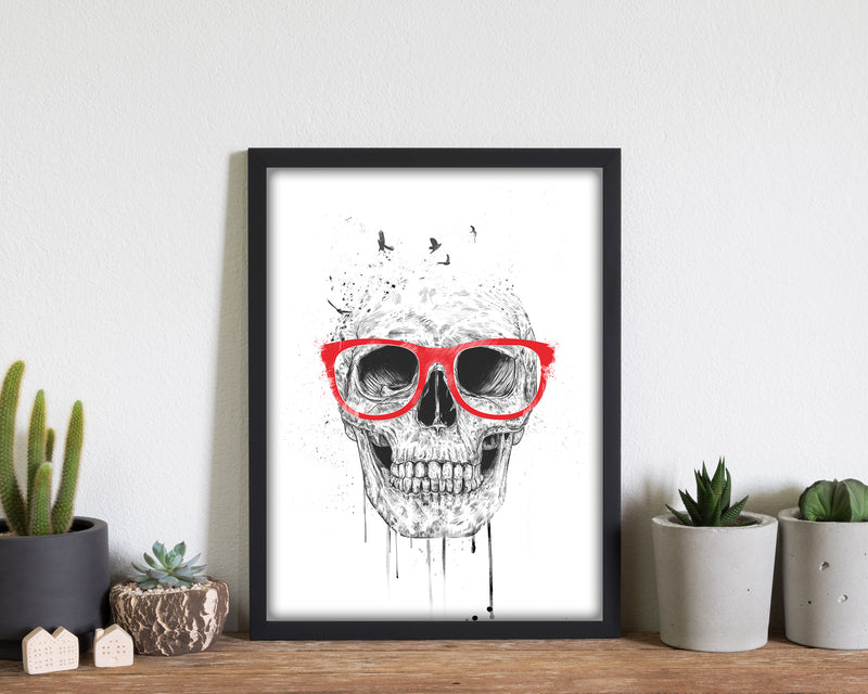 Skull With Red Glasses Art Print by Balaz Solti