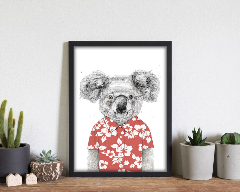 Summer Koala Red Animal Art Print by Balaz Solti