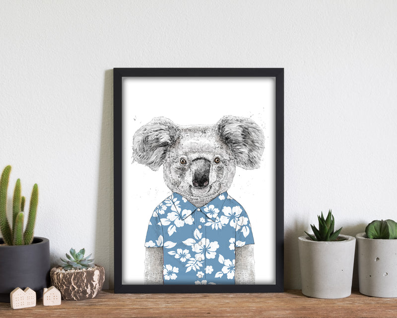 Summer Koala Blue Animal Art Print by Balaz Solti