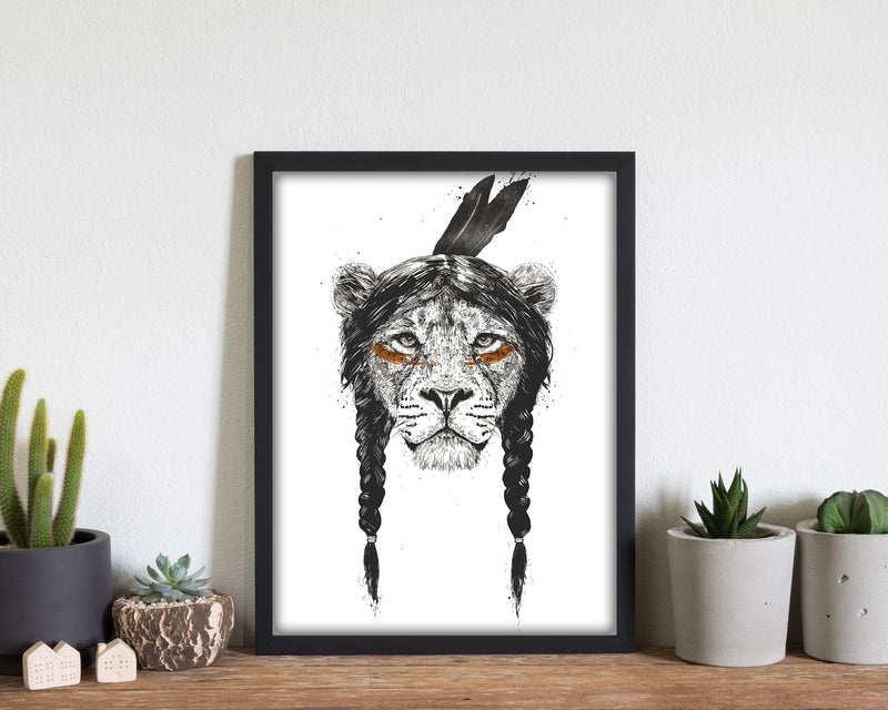 Warrior Lion Animal Art Print by Balaz Solti