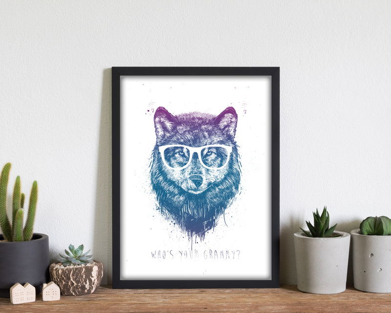 Who's Your Granny? Wolf Colour Animal Art Print by Balaz Solti