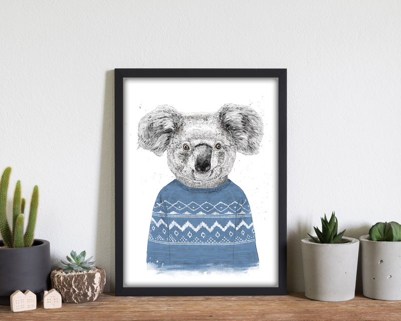 Winter Koala Blue Animal Art Print by Balaz Solti