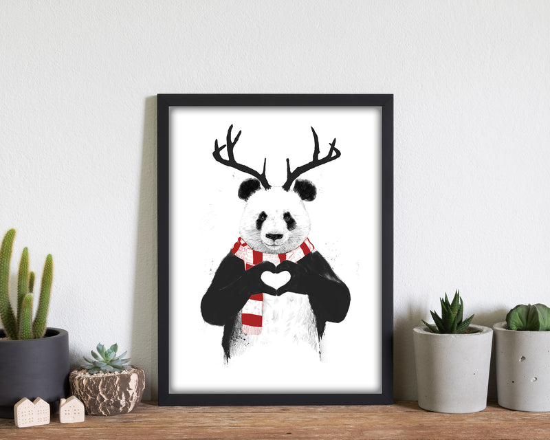 Christmas Panda Animal Art Print by Balaz Solti