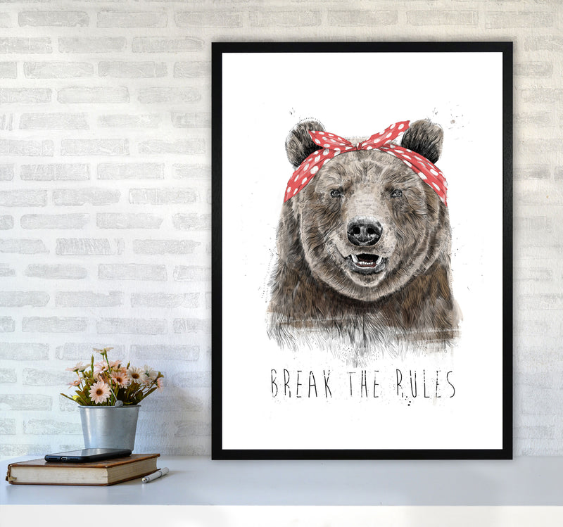 Break The Rules Grizzly Animal Art Print by Balaz Solti A1 White Frame