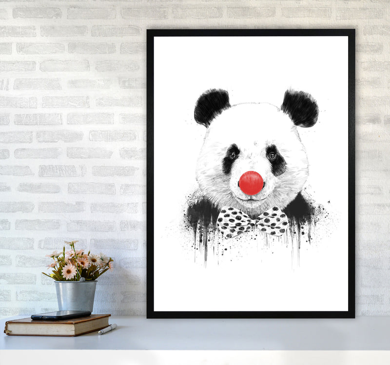Clown Panda Animal Art Print by Balaz Solti A1 White Frame