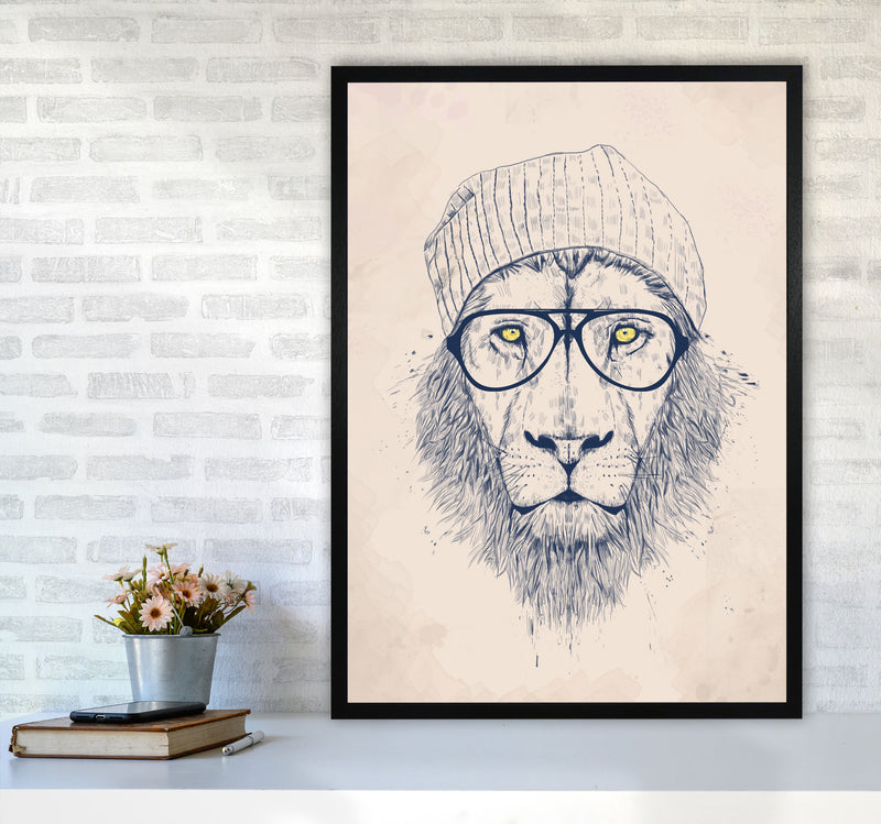 Cool Hipster Lion Animal Art Print by Balaz Solti A1 White Frame
