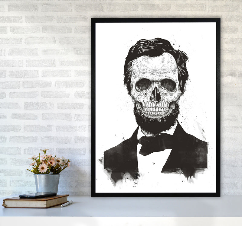 Dead Lincoln Skull B&W Modern Art Print by Balaz Solti A1 White Frame