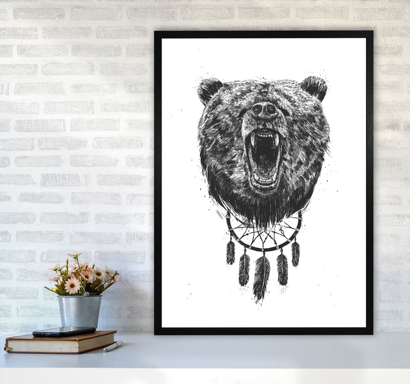 Don't Wake The Bear Animal Art Print by Balaz Solti A1 White Frame