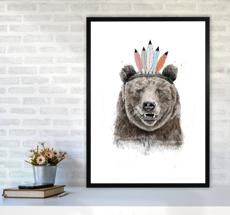 Festival Bear Animal Art Print by Balaz Solti A1 White Frame