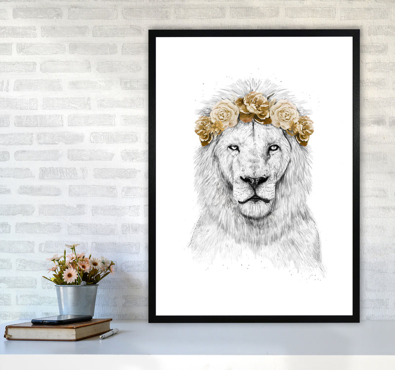 Festival Floral Lion II Animal Art Print by Balaz Solti A1 White Frame