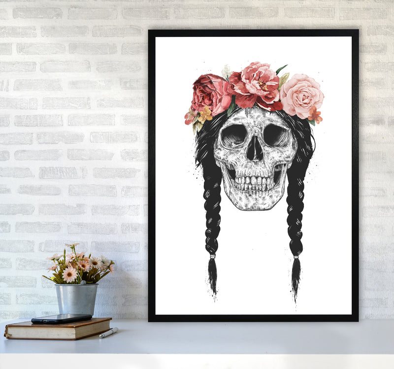 Festival Floral Skull Art Print by Balaz Solti A1 White Frame