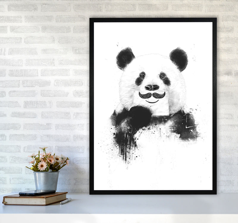 Funny Panda Animal Art Print by Balaz Solti A1 White Frame