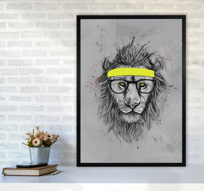 Hipster Lion Animal Art Print by Balaz Solti A1 White Frame