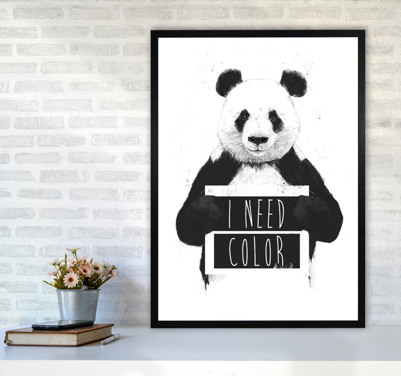 I Need Colour Panda Animal Art Print by Balaz Solti A1 White Frame