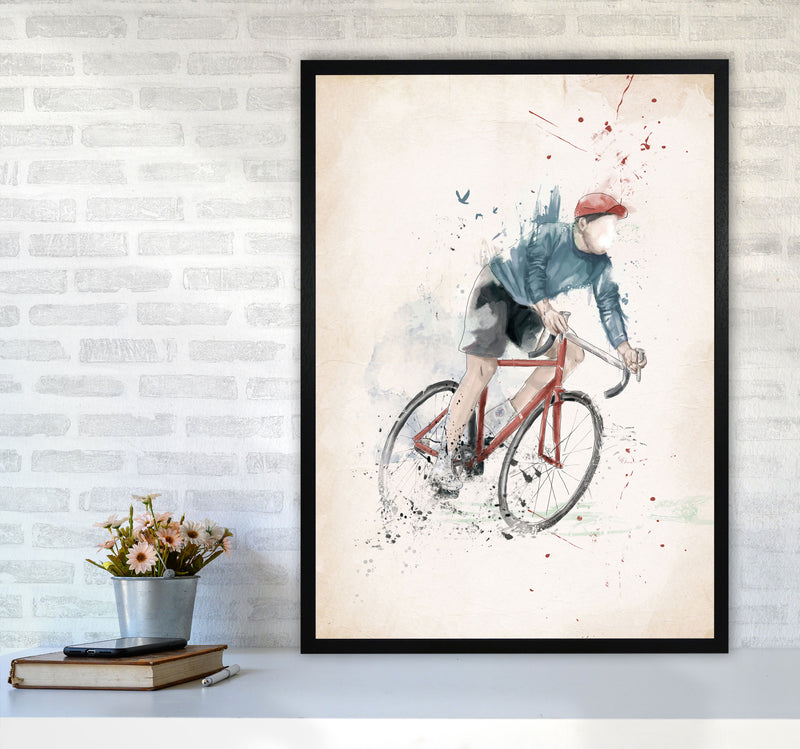 I Want To Ride My Bicycle Art Print by Balaz Solti A1 White Frame