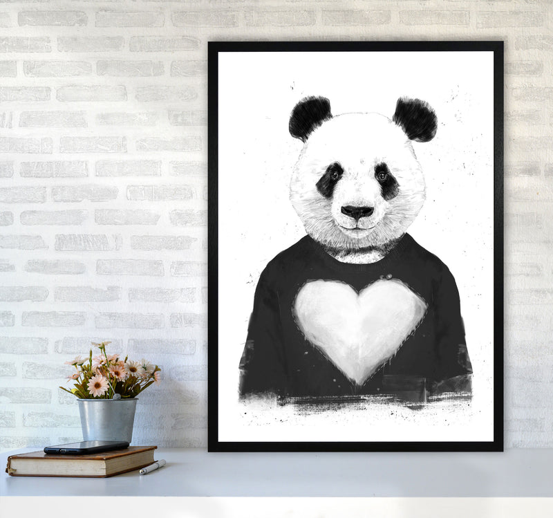 Lovely Panda Animal Art Print by Balaz Solti A1 White Frame