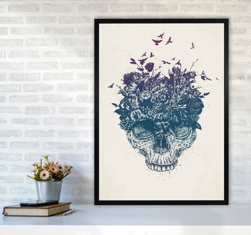 My Head Is A Jungle Skull Art Print by Balaz Solti A1 White Frame