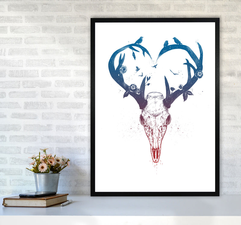 Never-ending Love Deer Skull Animal Art Print by Balaz Solti A1 White Frame