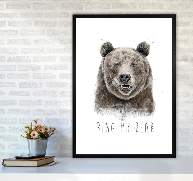 Ring My Bear Animal Art Print by Balaz Solti A1 White Frame