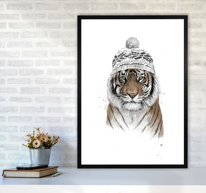 Siberian Tiger Animal Art Print by Balaz Solti A1 White Frame
