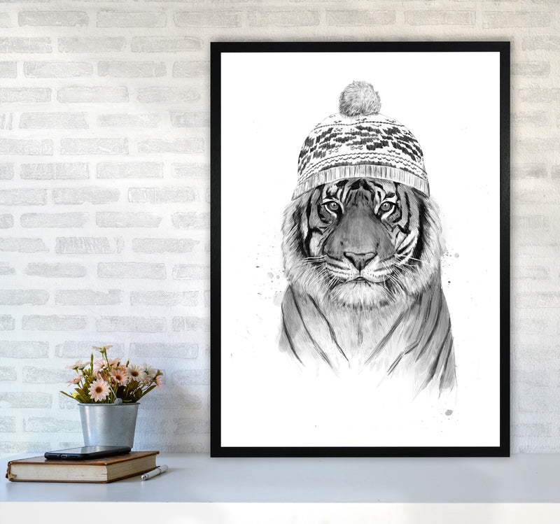 Siberian Tiger B&W Animal Art Print by Balaz Solti A1 White Frame
