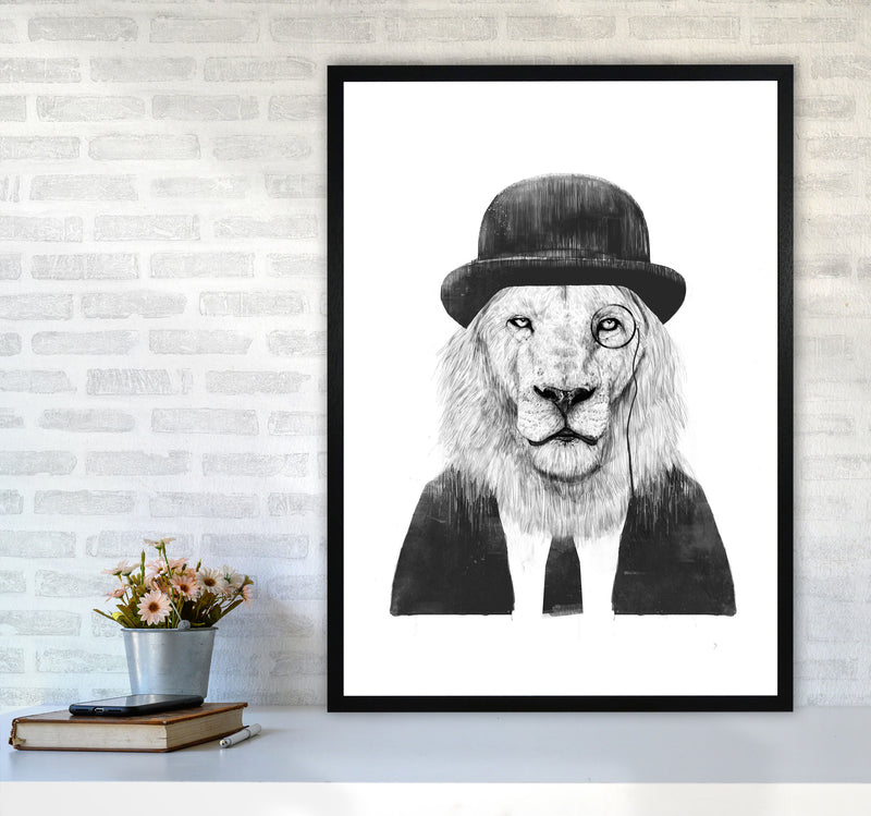 Sir Lion Animal Art Print by Balaz Solti A1 White Frame