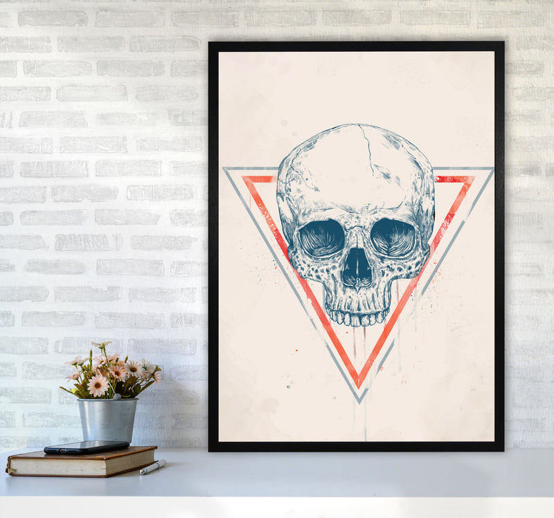 Skull In Triangles Art Print by Balaz Solti A1 White Frame